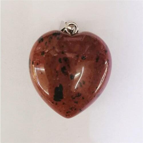 4 Pcs 30x30x7mm Natural Brown Mahogany Obsidian Love Heart Hand-Carved DIY Necklace Jewelry Making Reiki Healing Pendant Bead