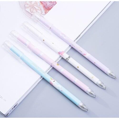 5Pcs Random 0.5mm Plastic Cartoon Unicorn Mechanical Pencil Press Automatic Pencil School Office Writing Supply Kids Rewards