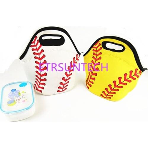 50pcs/lot Neoprene White Base-ball Food Bag Yellow Softball Lunch Tote Bag Cooler Bag Team Accessories Food Carrier