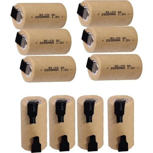 10 pcs SC 2200mah 1.2v battery NICD rechargeable batteries for makita bosch B&D Hitachi metabo dewalt for emergency light toy