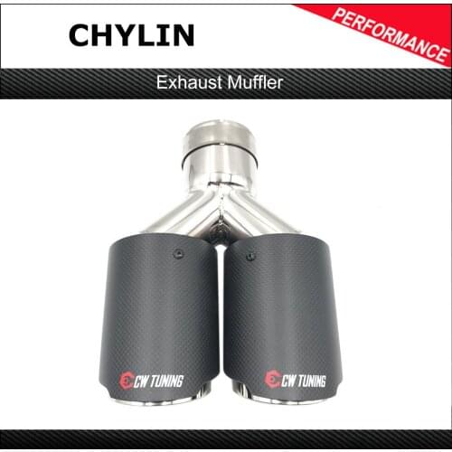 Free Shipping: 1 Piece Y Model Carbon Exhausts Dual End Tips for BMW For Ak For VW Exhaust Dual Muffler Pipes Tail Tips