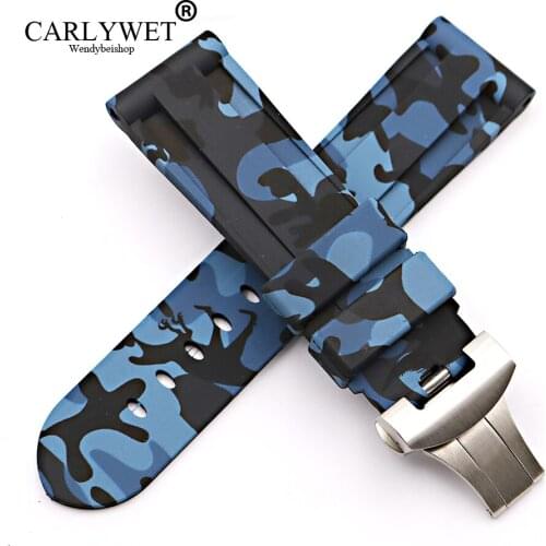 CARLYWET Wholesale Fashion 24mm Waterproof Silicone Rubber Replacement Wrist Watch Band Strap Belt Loops For Panerai Luminor