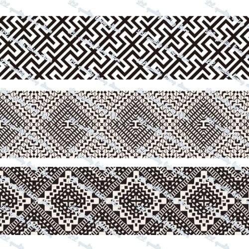 Black and white geometry printed grosgrain ribbon/16mm printed elastic foe ribbons DIY hair bows Sewing webbing 50 yards