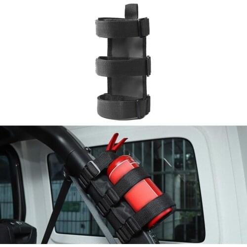 Fire Extinguisher Holder Adjustable Extinguisher Mount Strap for 1987-2019 Jeep Wrangler JK JL TJ CJ YJ (Black)
