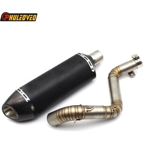 ID:42mm Motorcycle Exhaust Muffler link Pipe Full System for Duke 125/200/250/ 390 12-16 Carbon Fiber Motorbike Exhaust Escape