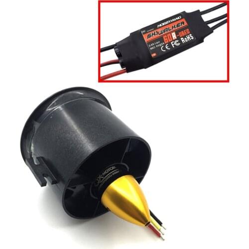70mm Duct Fan 3000kv Motor Spindle-4mm Motor W/ 60A esc for Jet RC EDF Wholesale
