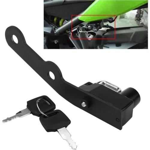 Motorcycle Helmet Lock Mount Hook Black Side Anti-theft Security Alloy with 2 Keys Universal for Yamaha MT-09 FZ-09 FJ-09 XSR900