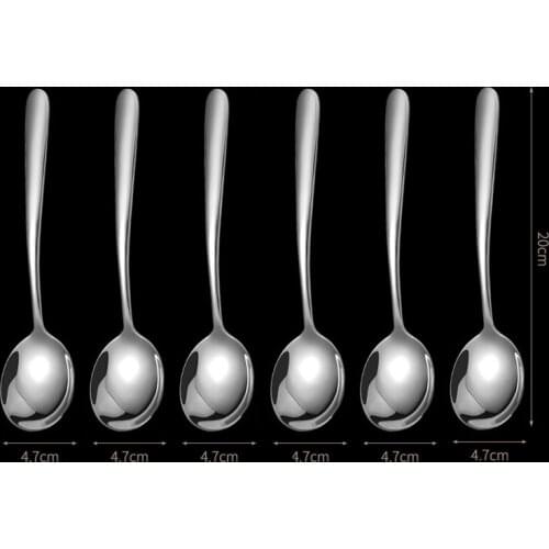 Dinner Spoon Set Stainless Steel 6/12 pcs Round/Pointed Serving Spoon sets Dinner Spoons Tableware Dessert Spoons Drop Shipping