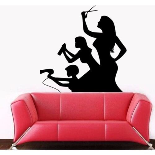 Beauty Salon Sticker Hair Salon Wall Decal Barber Shop Scissor Vinyl Window Decals Decor Mural Hairdresser Glass Sticker