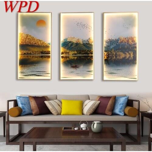 WPD Wall Sconces Lights Contemporary Three Pieces Suit Lamps Landscape Painting LED Creative For Home