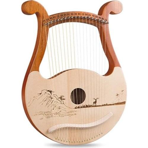 New Lyre Harp,19 String Wood Lye Harp,19 String Lyre Unique Patterns Carved Phonetic Symbols,for Music Lovers Beginners,Etc