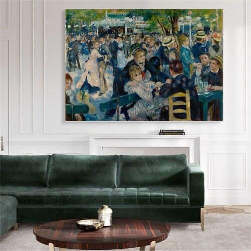 Pierre-Auguste Renoir Painting "Dance at the Moulin de la Galette" Art Wall Pictures Living Room Poster Print Canvas Paintings