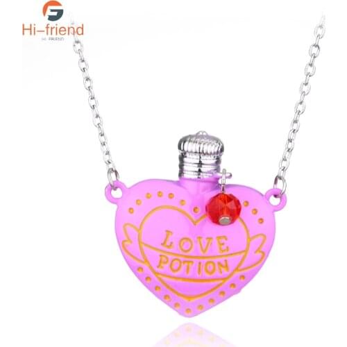 Hot Movie LOVE POTION Pink Heart Bottle Pendant Necklace