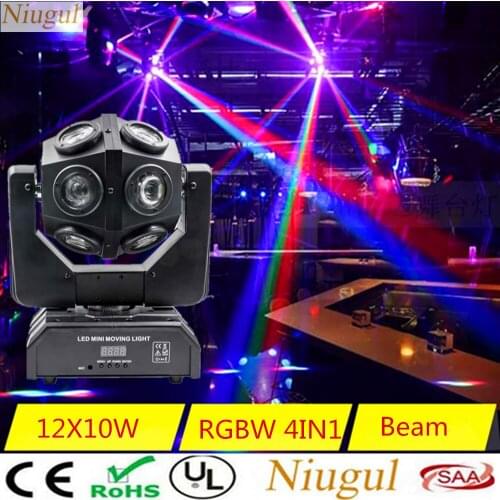 High Brightness 12*10W RGBW 4in1 LED Football Moving Head Light Infinite Rotation DJ Disco Party Beam DMX Stage Lighting Effect