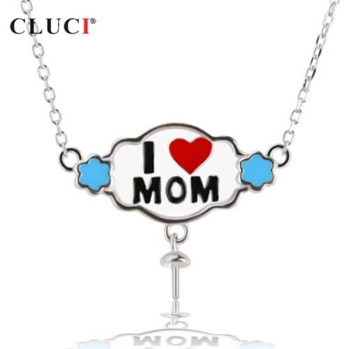 CLUCI 925 Sterling Silver Pearl Pendant Necklace Best Gift for Mom Silver 925 Pendant Necklace Mother' Day Gift Jewelry SN043SB