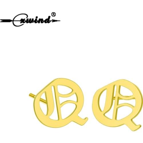 Cxwind Stainless Steel Initial O Letters Stud Earrings-Alphabet-Letter-Made to O Shape Earring for women Statement Party Gifts