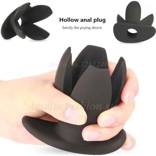 Unisex flower opening hollow anal speculum butt plug auns vaginal dilator anal expander prostate stimulation sex toy for couples