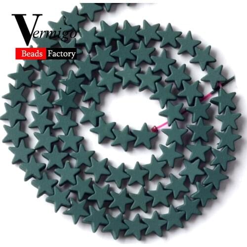 Dark Green Pentagram Shape Nanotech Rubber Hematite Beads For Jewelry Making 6mm 80pcs Charm Beads For Bracelets Necklaces 15