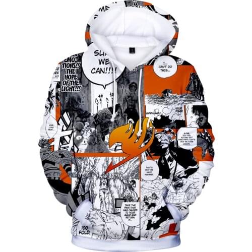 Fashion printed Anime Cartoon Fairy Tail 3d hoodies pullover men women Hoodie hoody casual Long Sleeve 3D Hooded Sweatshirt tops