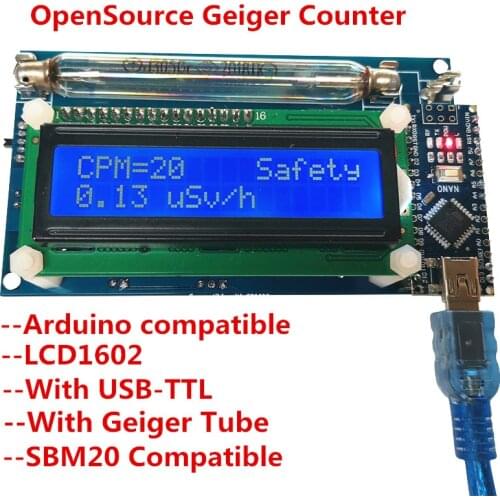 Assembled DIY Geiger Counter Kit Module Nuclear Radiation Detector with LCD Display Radiation Dosimeter System Arduino NANO
