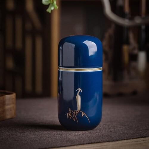 Creative Colored Glaze Ceramic Small Tea Caddy Tin Cover Tea Box Portable Sealed Storage Box Household Aromatherapy Can