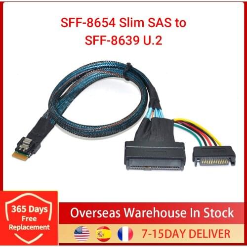 U.2 Adapter Cable 0.5m SFF-8639 To SFF-8654 Slimline 4i NVME SSD PCIE Cable For Mainboard 750 P3600 P3700 M.2 SSD Dropshipping