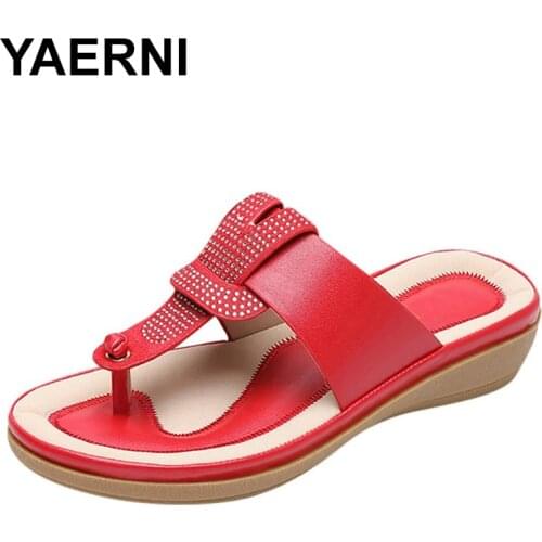 YAERNI Women Summer Elegant Tip Toe Flip-Flop Wedges Slipper Sandals Beach Shoes sandals women buty damskie