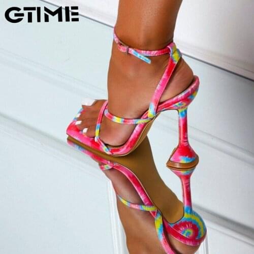 Women Sandals Sexy Summer Shoes Gladiator Clip Toe High Heels Bandage Buckle Strap Pumps Squre Toe Ladies Party Fashion#SJPAE-68