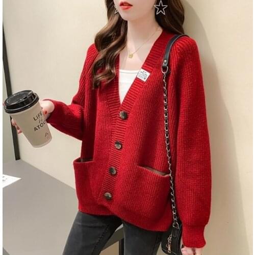 2021 Spring Autumn Women Knitted Sweater Tops Female Loose Long Sleeve Knit Cardigan Ladies Fashionable Sweater Cardigan Jumper