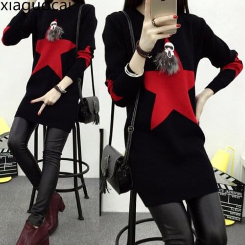 Winter Fashion Women Dress Star Brand Style Straight Knee-length Empire Female Dress O-neck Cotton Clothing for Girl L301 35