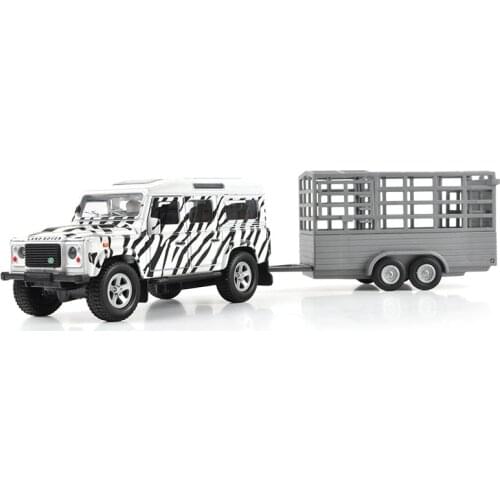 1:36 Diecast Model Toy Rover Defender Trailer SUV Pull Back Car With Sound & Light Toy Cars Kid Toys For Children Gifts Boy Toy