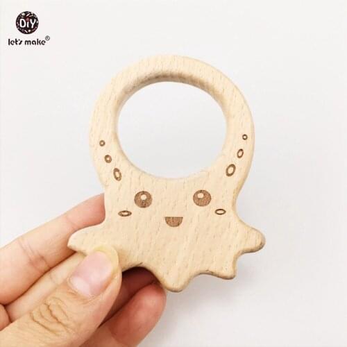 Lets make Unfinished Beechwood Pendents 10pcs Wooden Octopus DIY Accessories For Teething Wood Teether Toys Baby Teether