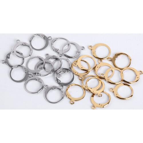 20 Pcs/Lot 14x12mm Base Hoops Earrings Clasps Jewelry Making Accessories Stainless Steel Diy French Earring Hooks Wire Earrings