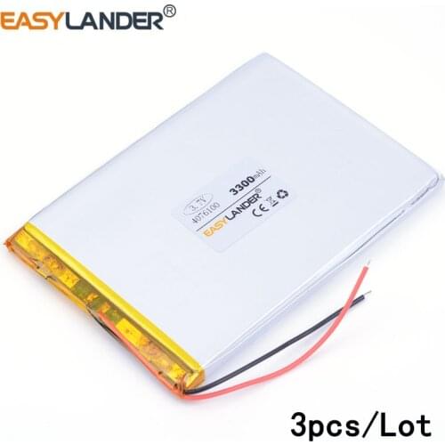 3pcs /Lot 3.7v 3300 mah 4076100 lithium Li ion polymer rechargeable battery For DIY Power mobile Power bank PAD DVD