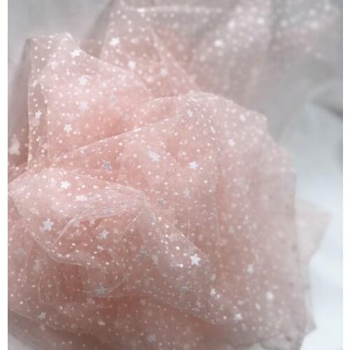 5 Meters Star Tulle Lace Fabric Flocked Embroidery Applique Lace Patch Flowers Mesh Clothes Decoration Accessories DIY