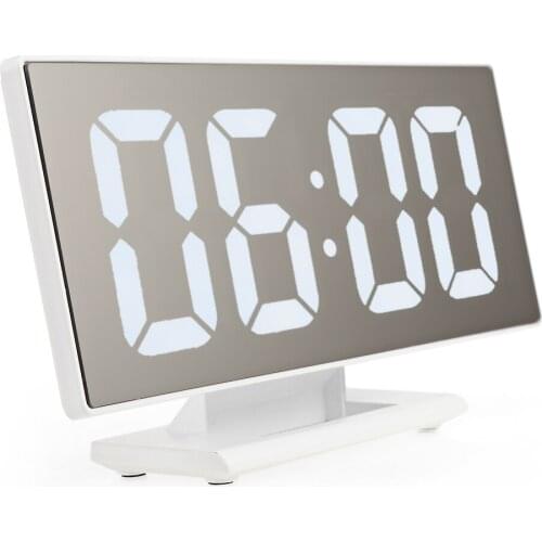 Alarm Clock With Large LED Display Digital Mirror Surface USB Charging Port For Bedroom Snooze Digital Clock Home Decoration