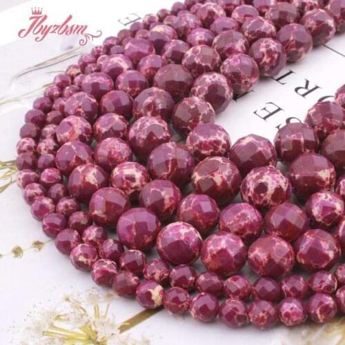 Natural Round Sea Sediment Purple Faceted 6/8/10/12mm Loose Stone Beads For DIY Jewelry Making Necklace Bracelet Strand 15"