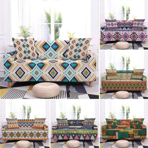 Vintage Geometric Stripe Sofa Cover Anti-dust Slipcovers for Living Room Sectional Corner Couch Cover Sofa Furniture Protector