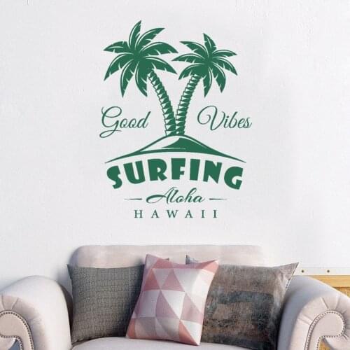 Cool Good Vibes Surfing Aloha Hawaii Surfing Wall Art Home Bedroom And Hotel Room Decoration Removable A001257