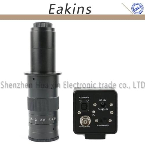 800TVL 1/3 CCD BNC Color Video Output Digital Industry Video Microscope Camera Auto IRIS + 10X 180X C-Mount Lens For SMD BGA PCB