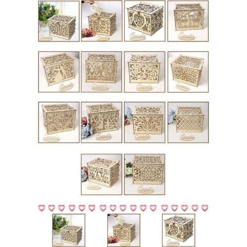 DIY Wedding Gift Couple Birds Wooden Card Money Box Case With Lock Rustic Beautiful Birthday Party Favors Decoration