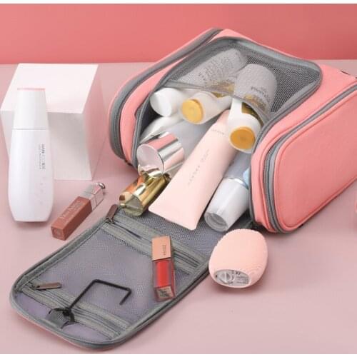 HMUNII Fashion Double Open Travel Cosmetic Bag Make Up Bag Waterproof Portable Hanging High capacity Wash Bag Organizer Bathroom