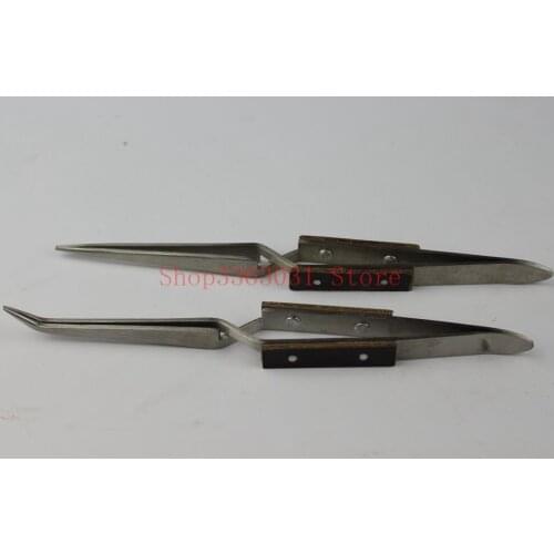 2pcs/set Curved Straight Tips Selflock Tweezers Cross Locking Jewelers Soldering Tools Jewelry Making Tool