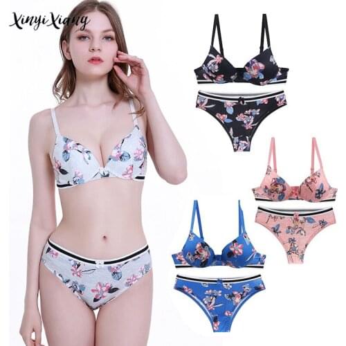 Bra Set Women Sexy Large Size Underwear Adjustable Comfort Big Breast Bra And Panties Bow-knot Soft Lingerie Sets For Women