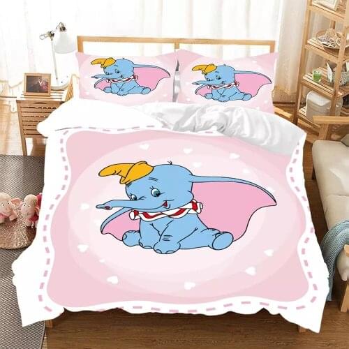 Disney Dumbo Bedding Sets Queen King Size Girls Boys Adult Children Birthday Cartoon bed set Duvet Cover Quilt Cover Pillowcase