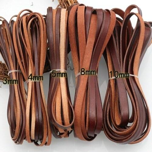 5m Length Coffee Leather Flat Cord DIY Craft Bracelet Belt Strap Tape Rope String Fabric Belt Bracelet Material