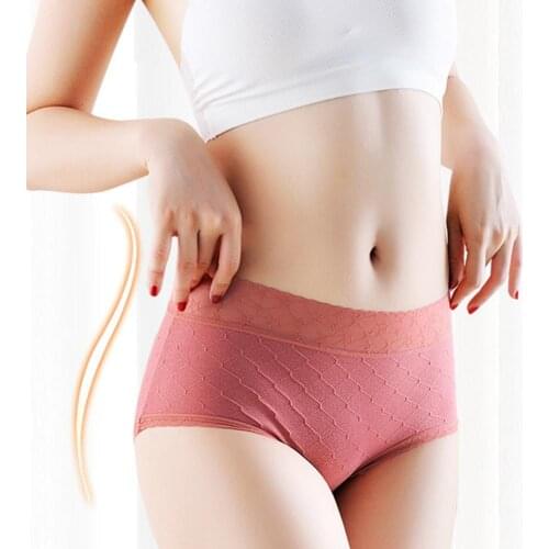 Women Sexy Breathable Stars Soft Lace Hem High Waist Cotton Underwear Briefs Breathable sexy Lace Hem for young ladies and women