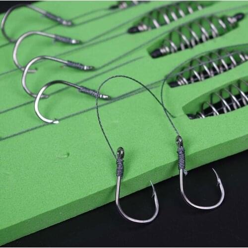 5 Pcs/Set Doublel Barbed Carp Hooks Bait Feeder Accessories Cage Feeder String Hook Bait Feeder Fishing