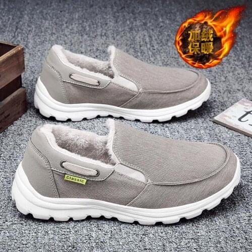 Large Size Lightweight Warm Running Shoes Husband Sneakers Men Sports Shoes for Boys Footwear for Sport for Men Gray Fur D-1019