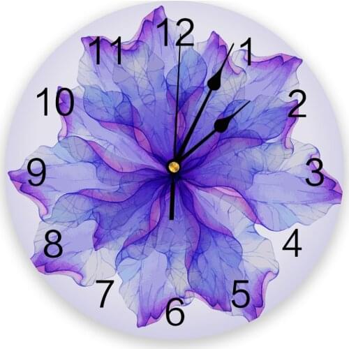 Mandala Flowers Purple TextureWall Clock Home Decor Bedroom Silent Wall Digital Clock Wall Clock Modern Design